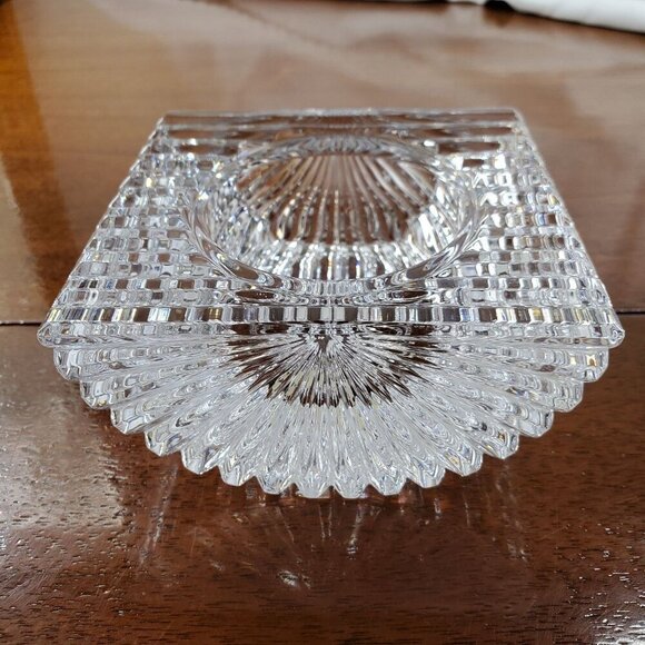 Vintage "Vide Poche" French Cut Crystal Trinket Dish Candle Holder Tea Light 4" - Picture 11 of 14
